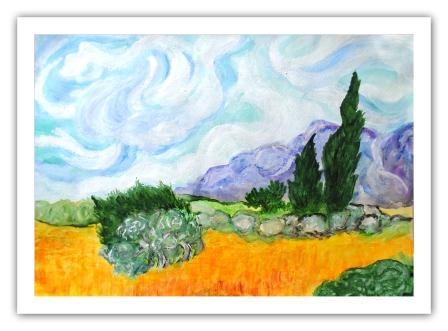 Картина Ветер и дорога с кипарисами (по Ван Гогу)